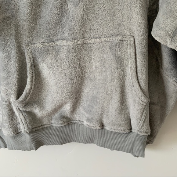 Velour Pullover Kangaroo Pocket Oversized Sweatshirt Hoodie Dove Gray NWT - Picture 9 of 16